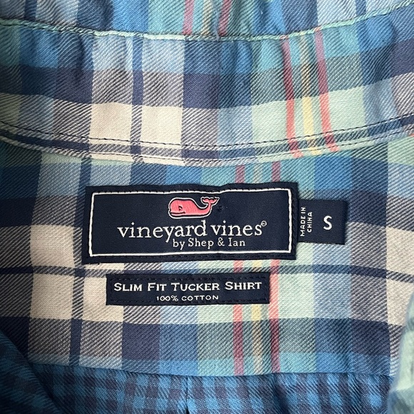Vineyard Vines Blue Plaid Slim Fit Button Down Casual Shirt Small Western Preppy - Picture 2 of 6